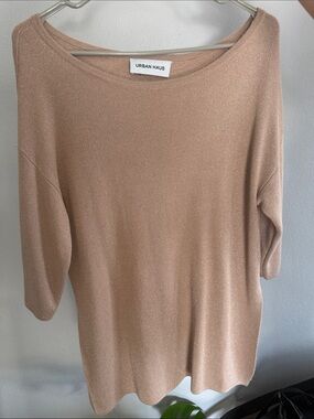 Women's Shimmer Crewneck Sweater in Light Tan